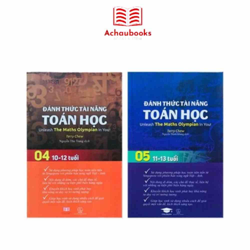 Sách: Đánh Thức Tài Năng Toán Học 4&5 - Á Châu books (Bộ 2 cuốn 10-13 tuổi )