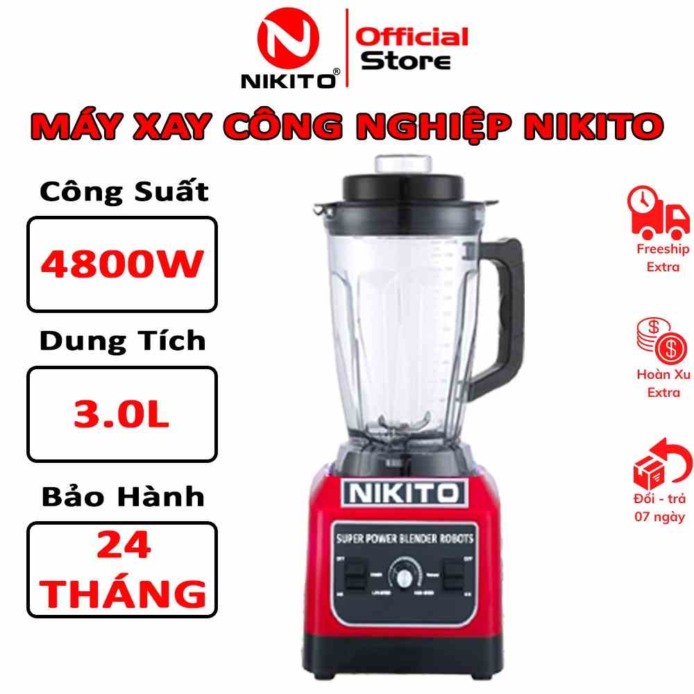 Máy Xay Sinh Tố Công Nghiệp NIKITO 4800W đa năng, Máy xay công nghiệp: xay thịt cá, rau củ quả, sinh tố, ngũ cốc, đồ khô