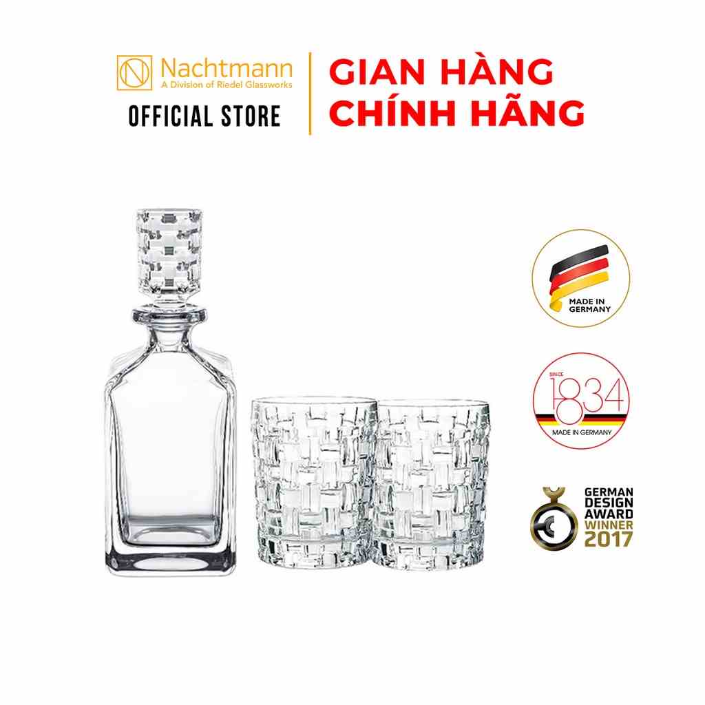 Bộ bình & ly pha lê whisky Nachtmann Bossa Nova 3 món, chính hãng Đức, an toàn cho sức khỏe, sang trọng, chống xước