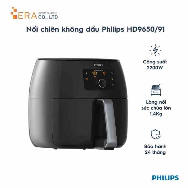 [Mã BMLT100 giảm đến 100K đơn 499K] Nồi chiên không dầu Philips HD9650