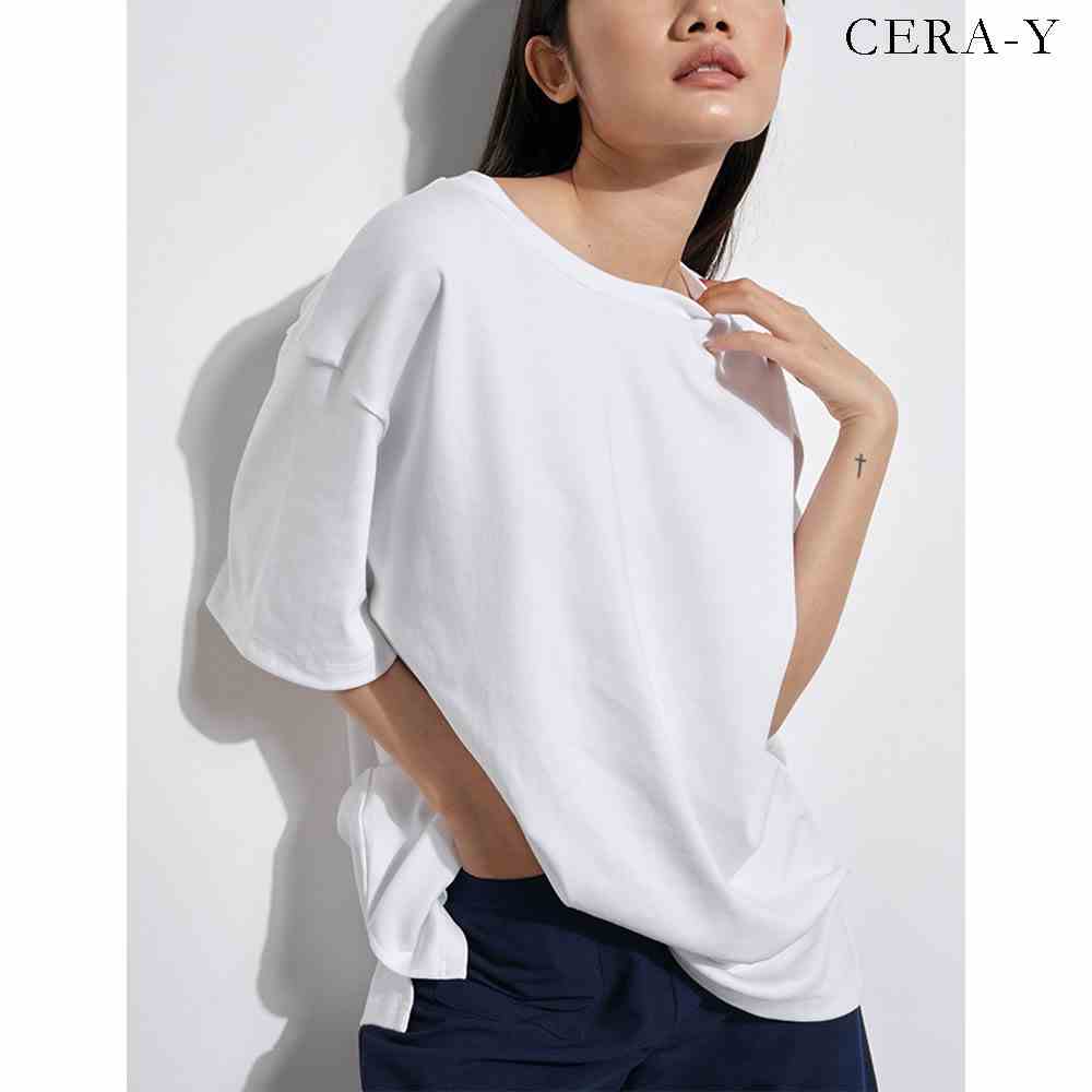 [Mã BMLTB35 giảm đến 35K đơn 99K] Áo thun form rộng Unisex CERA-Y màu trắng CRA012