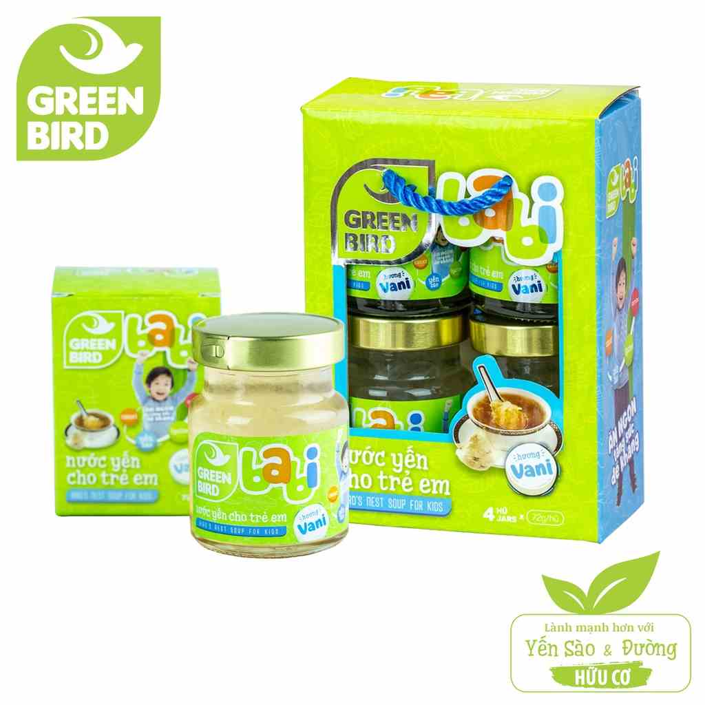 Lốc nước yến cho trẻ em Green Bird babi - GREEN BIRD - hương vani - (4 hũx72g)