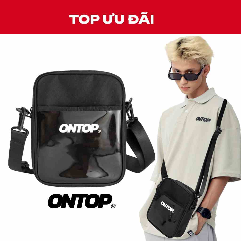 Túi đeo chéo nam mini kháng nước màu đen vải canvas local brand ONTOP - Worldwide O-B023