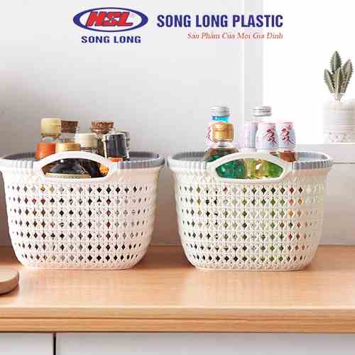 Giỏ nhựa đựng đồ Song LongPlastic hình chữ nhật 2 quai cầm -màu ngẫu nhiên ( 2781-2782-2783-2784)