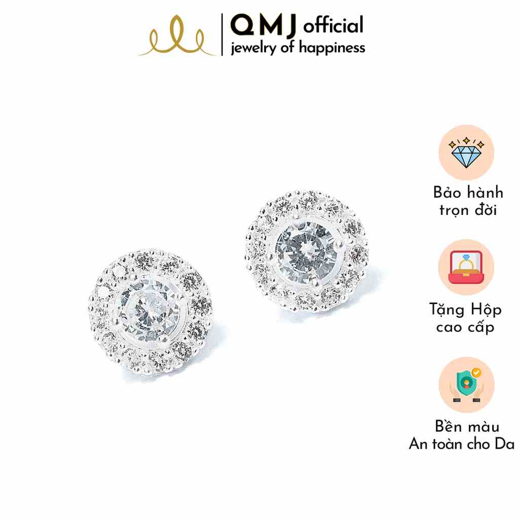 Khuyên tai nữ bạc đuôi Nụ One Love nạm đá sắc sảo, bạc 925 cao cấp QMJ Q069