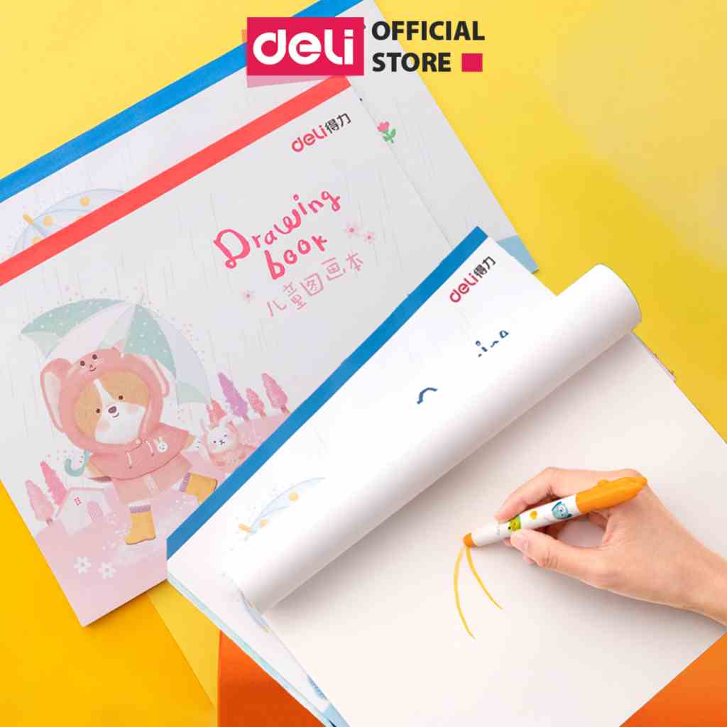 Vở vẽ sổ tô màu học sinh  A4 Deli 20 trang - 1 quyển - Chống lóa mắt, dày dặn - Dễ thương Phù hợp với trẻ nhỏ, học sinh