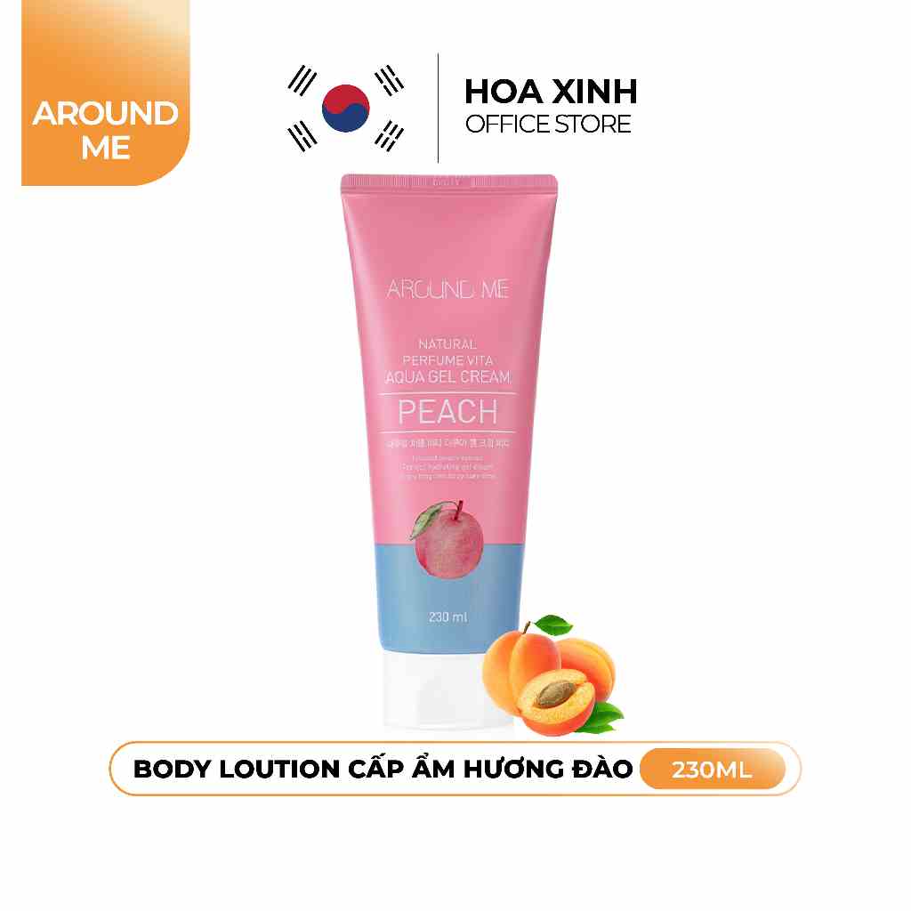 Kem Dưỡng Thể Around Me Dạng Gel Chiết Xuất Trái Đào Vita Aqua Gel Body Cream Peach 230ml