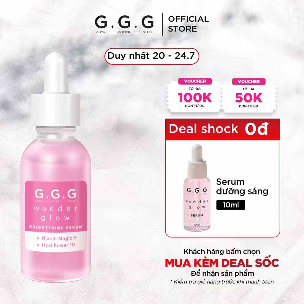 Tinh Chất Cấp Ẩm Dưỡng Da Sáng Căng Bóng GGG Wonder Glow Brightening Serum 10mlx30ml