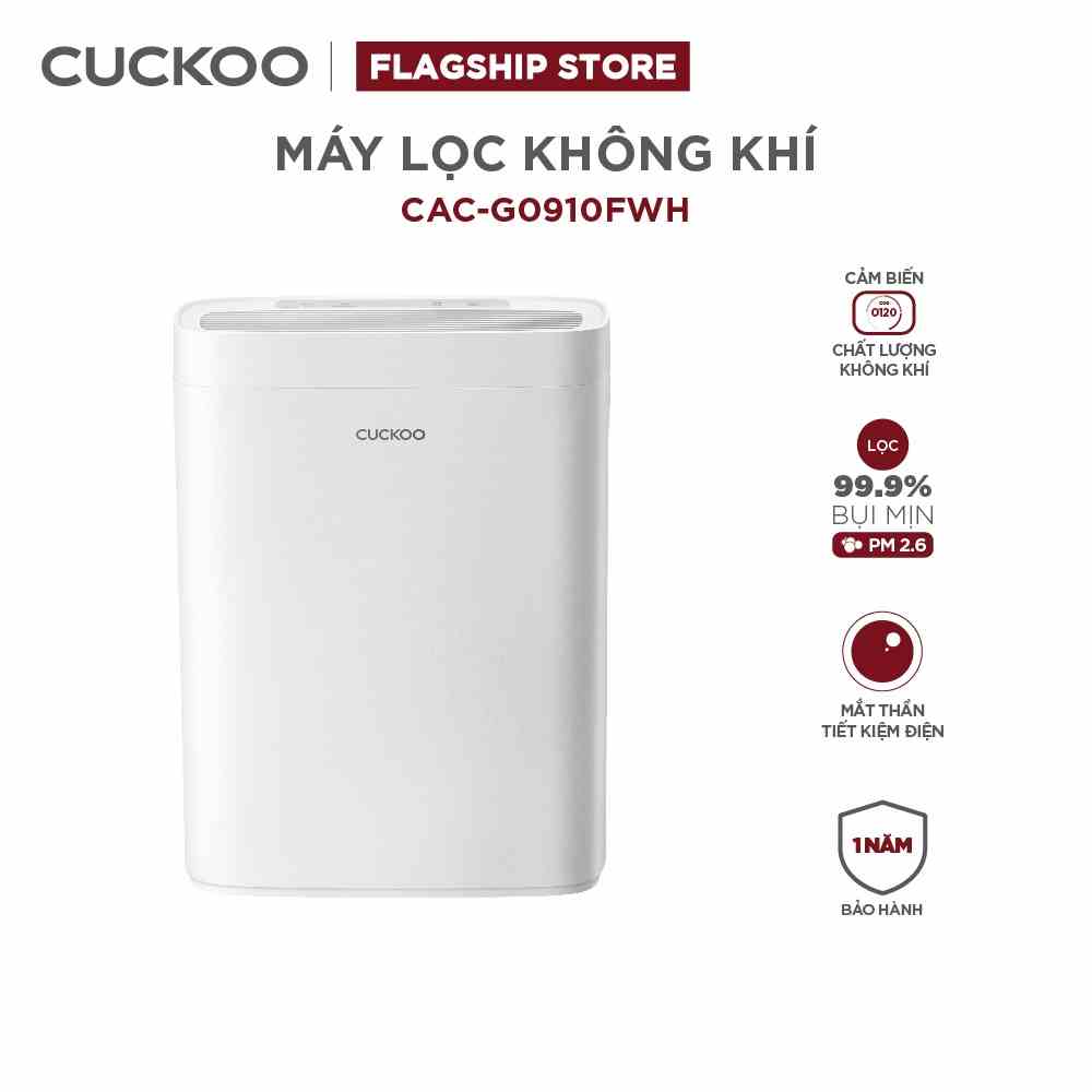 Máy lọc không khí Cuckoo CAC-G0910FWH - Dành cho không gian 30m2 - Màng lọc Carbon chủ động - Tiêu chuẩn Hàn Quốc