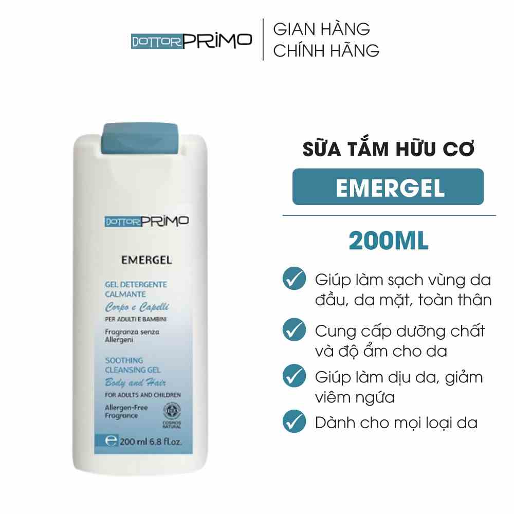 Sữa Tắm Hữu Cơ Cho Da Nhạy Cảm, Viêm Da Cơ Địa DottorPrimo Emergel 200ml