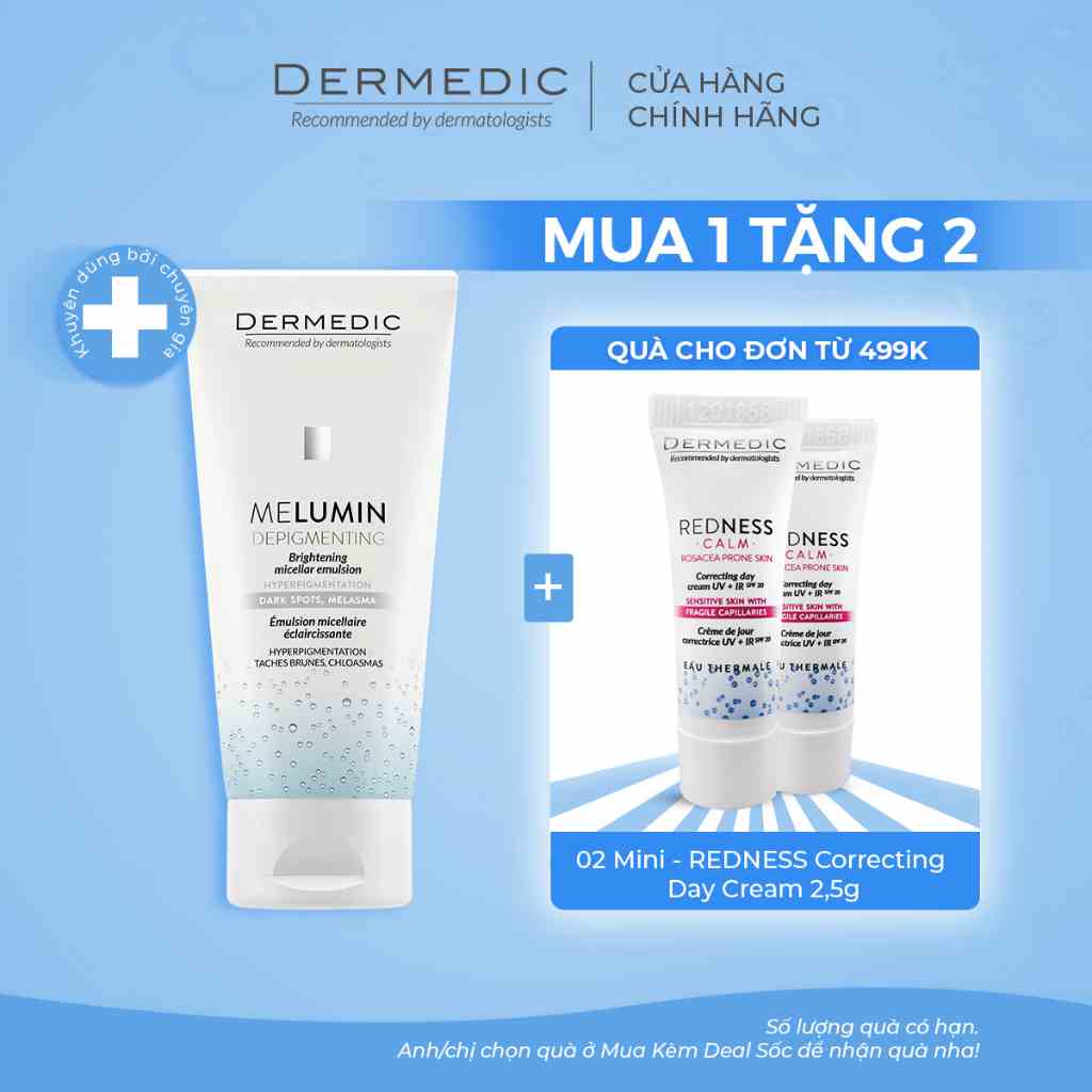 [Mã BMLTB35 giảm đến 35K đơn 99K] Gel làm sạch và dưỡng trắng Dermedic Melumin Brightening Micellar Emulsion 200ml