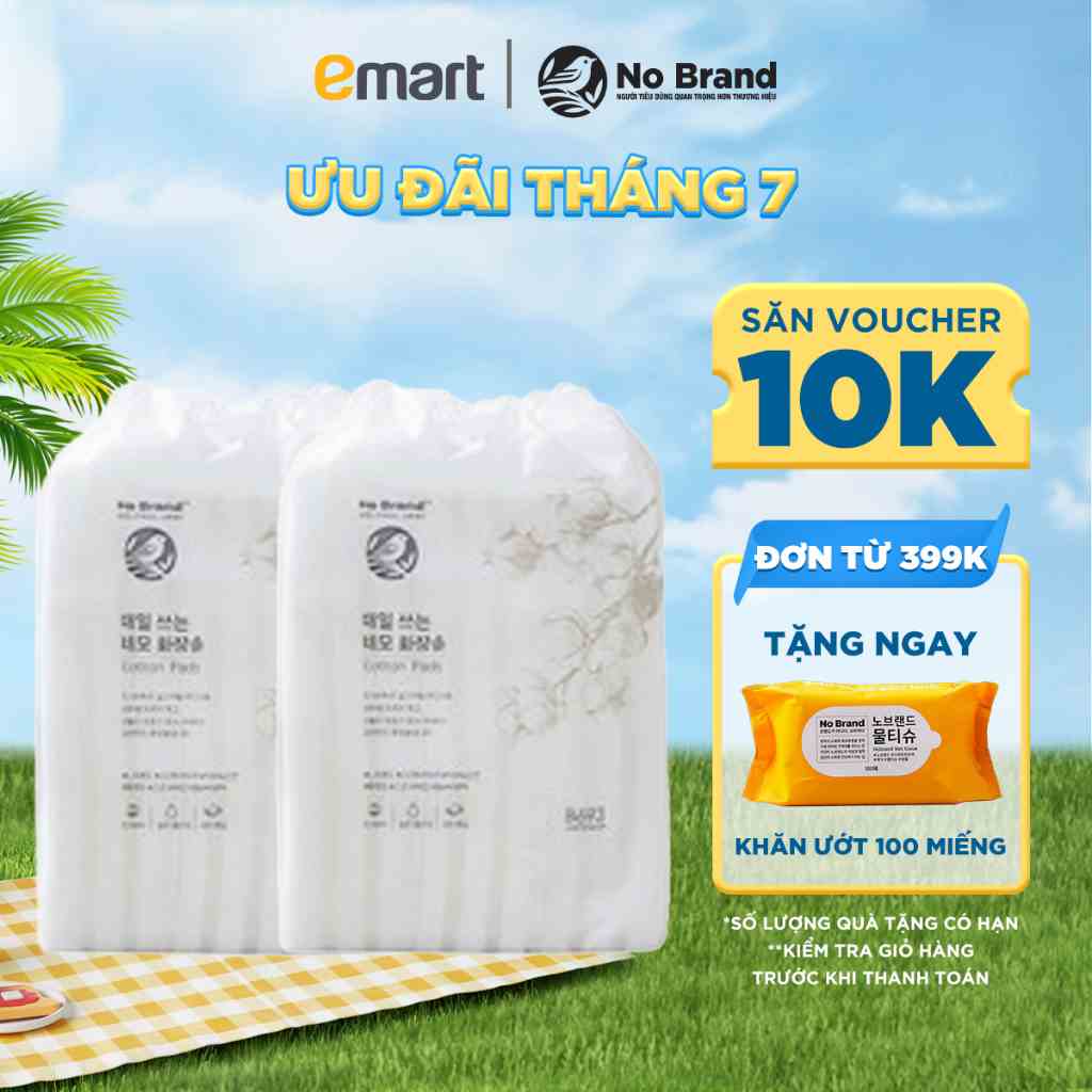 [Combo 2] Bông Tẩy Trang No Brand 240 Miếng - Emart VN