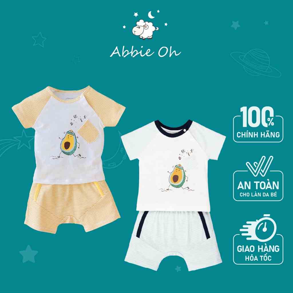 [Mã BMLTB200 giảm đến 100K đơn 499K] Bộ Quần Áo Cộc Quả Bơ Cho Bé | 0-3 Tuổi | Abbieoh | BO260 SS21