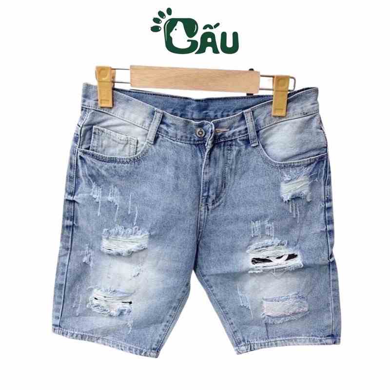 Quần short jean nam Gấu 194 vải jeans bò co dãn, mềm mịn form slimfit 201