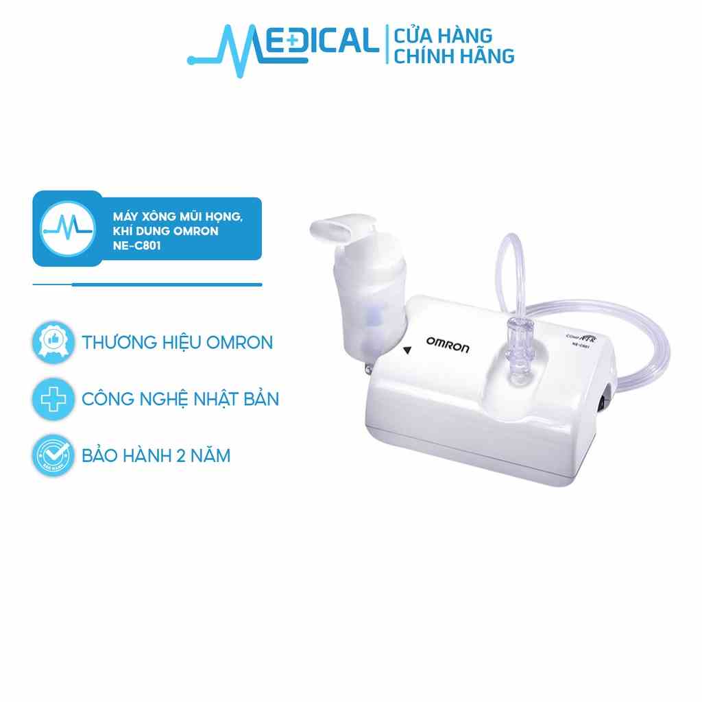 Máy xông mũi họng, khí dung OMRON Ne-C801 cho trẻ em và người lớn bảo hành 2 năm - MEDICAL