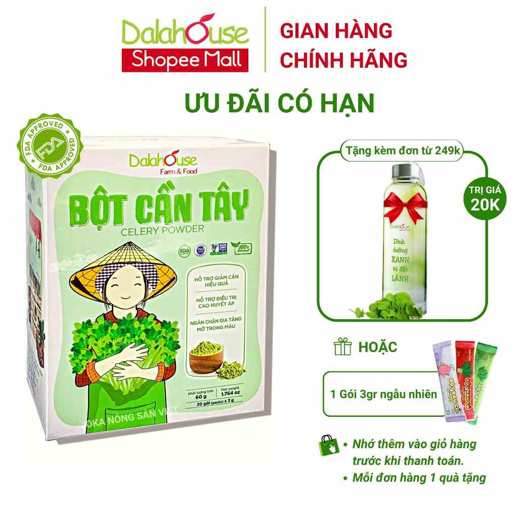 Bột cần tây nguyên chất sấy lạnh Dalahouse 60gr công nghệ sấy lạnh tiêu chuẩn Châu Âu