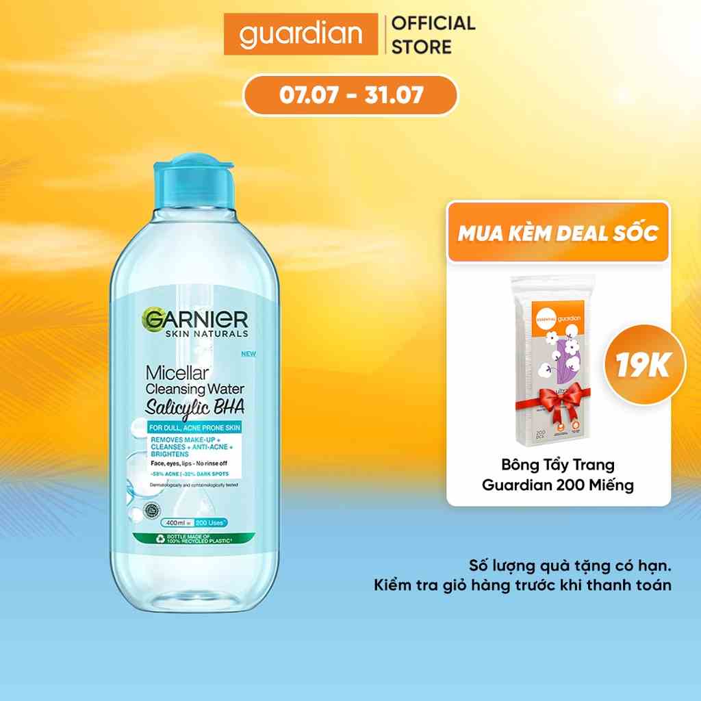 Nước Tẩy Trang Cho Da Dầu Mụn Micellar Water Garnier 400Ml