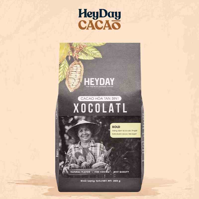 [Mã BMLTA35 giảm đến 35K đơn 99K] Bột cacao sữa gu đắng đậm HEYDAY Xocolatl Bold túi 200g