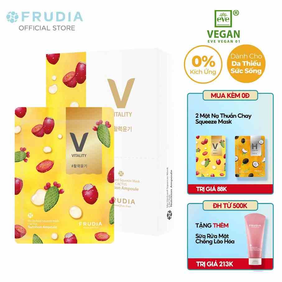 [Tặng 88k] 10 Miếng Mặt Nạ Giúp Nuôi Dưỡng Da Từ Xương Rồng Frudia My Orchard Squeeze Mask Cactus 20mlx10pcs