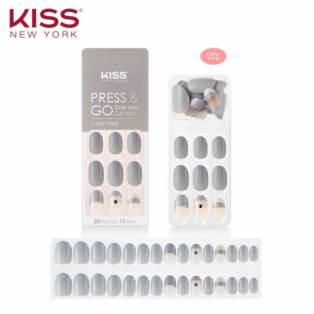 Bộ 30 Móng Tay Gel Tự Dán Press & Go Kiss New York Nail Box - Ice Blue (KPN07K)