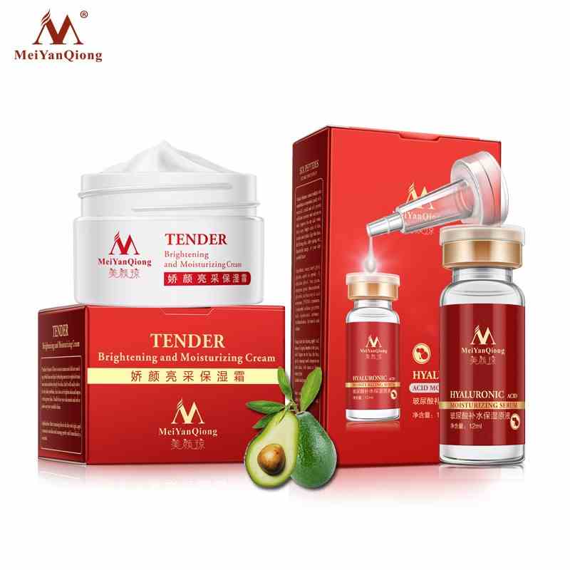 Bộ kem MeiYanQiong làm sáng và dưỡng ẩm da bơ hạt mỡ + Serum dưỡng ẩm Acid Hyururonic