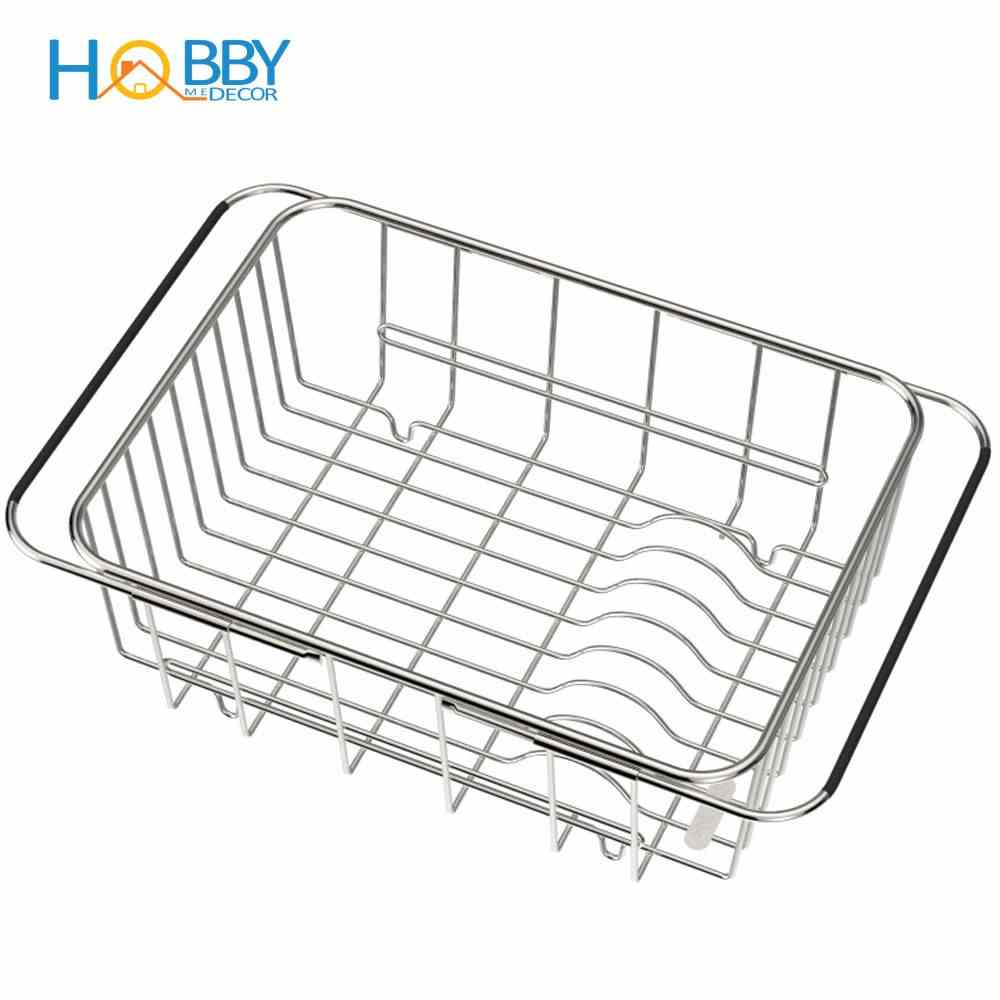 Khay đựng đĩa chén trái cây gác lên bồn rửa chén HOBBY Home Decor KDC3 size lớn tùy chỉnh kích thước - chuẩn Inox 304