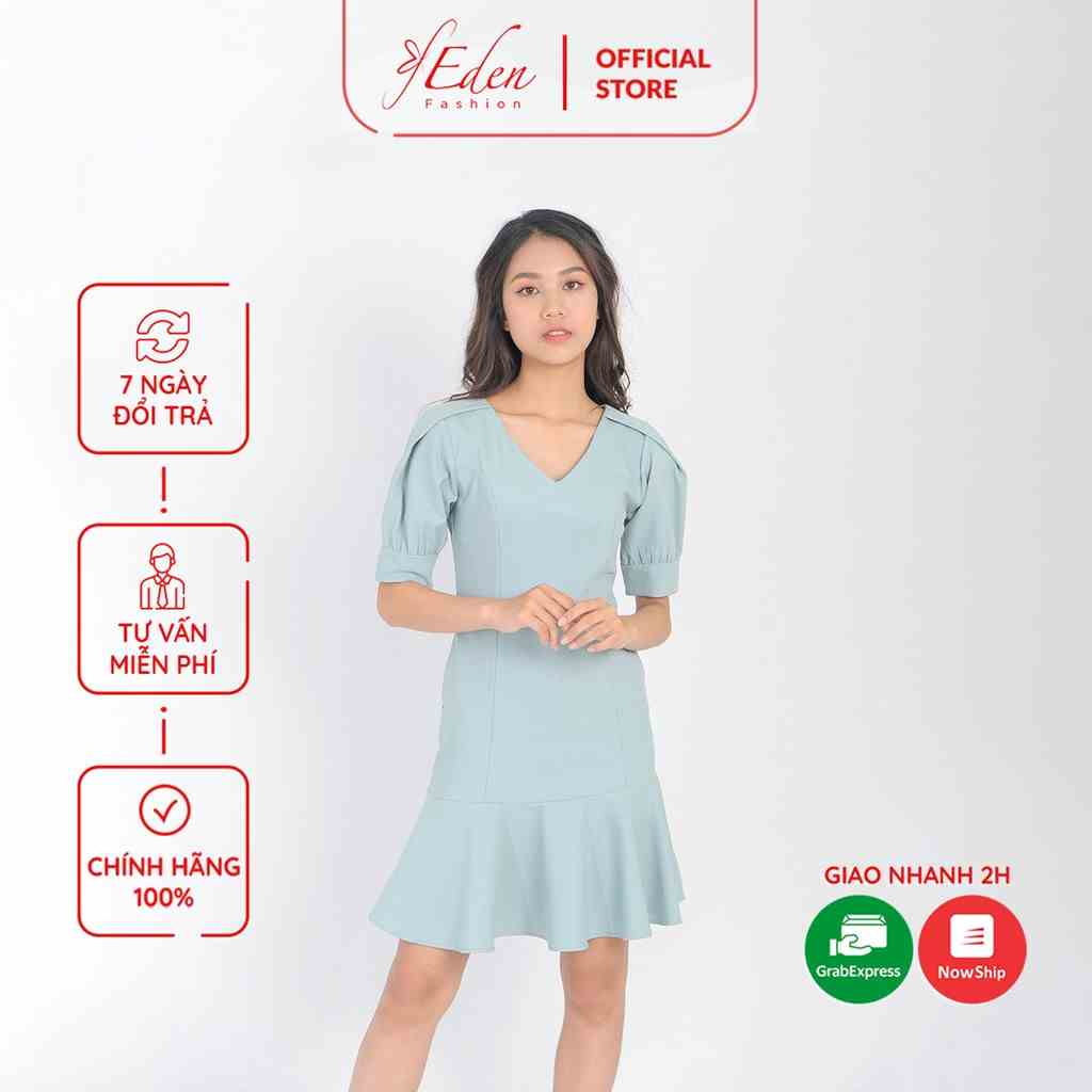 Đầm nữ công sở thiết kế thời trang Eden dạng váy đuôi cá vải cotton dày dặn thoáng mát không nhăn - D406