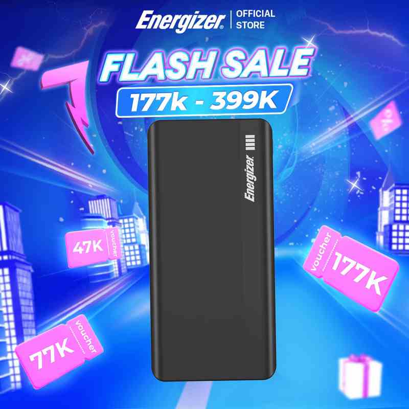 Sạc dự phòng Energizer 10000mAh UE10054 -Thiết kế gọn nhẹ,tích hợp 2 cổng inputs và 2 cổng ouputs - Hàng chính hãng