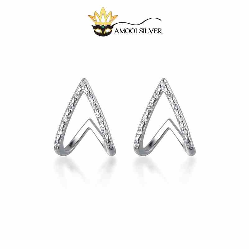 [Mã BMLT35 giảm đến 35K đơn 99K] Bông tai bạc S925 v heart - Amooi Silver AB101