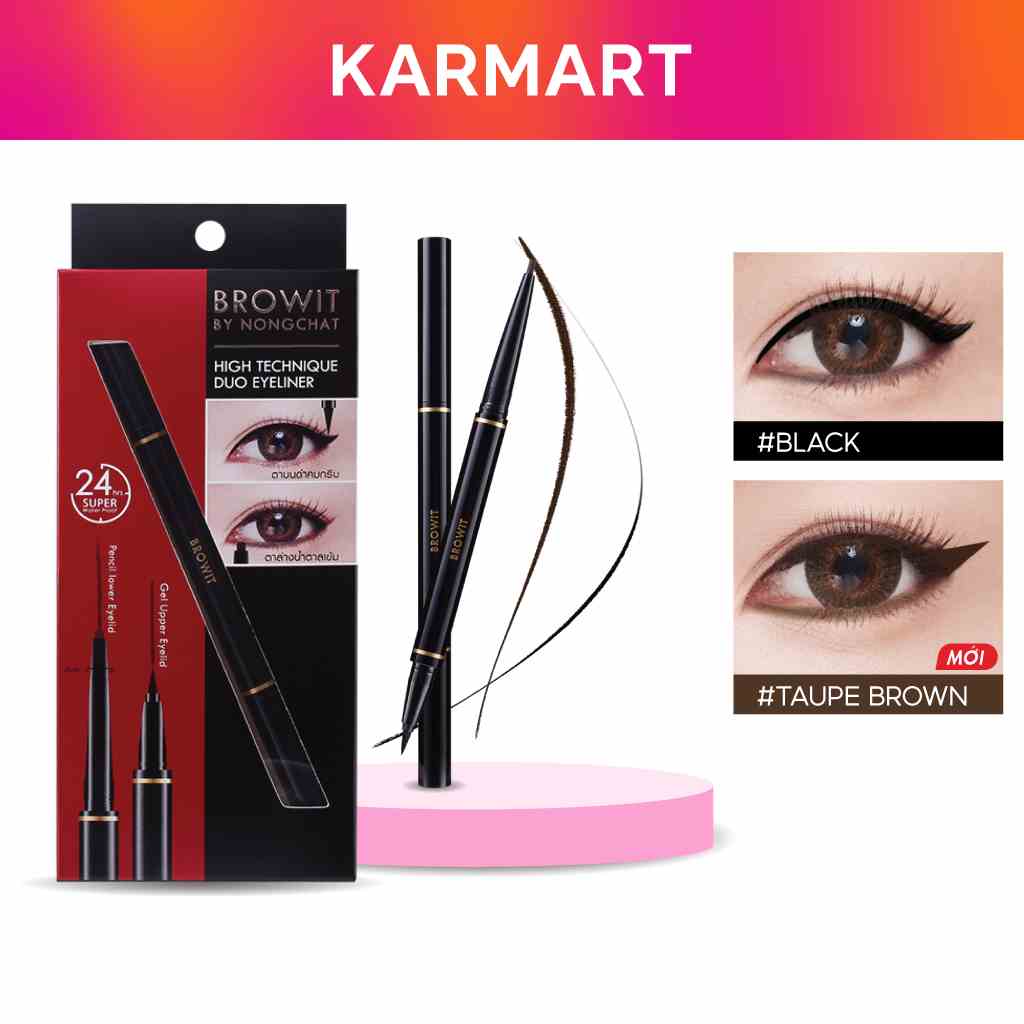 Bút Kẻ Mắt 2 Đầu Sắc Nét và Chống Nước Browit Hightechnique Duo Eyeliner 0.5ml + 0.14g