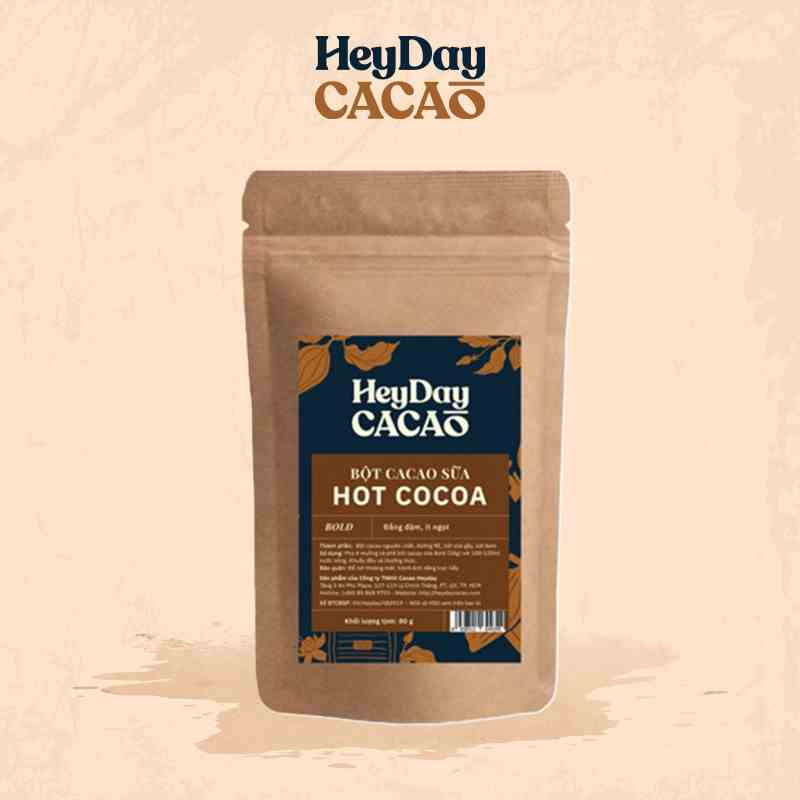 Túi 80g Bột cacao sữa 3in1 Heyday - Dòng Bold thêm 45% cacao nguyên chất - Đắng đậm, ít ngọt - Chứng Nhận UTZ Quốc Tế