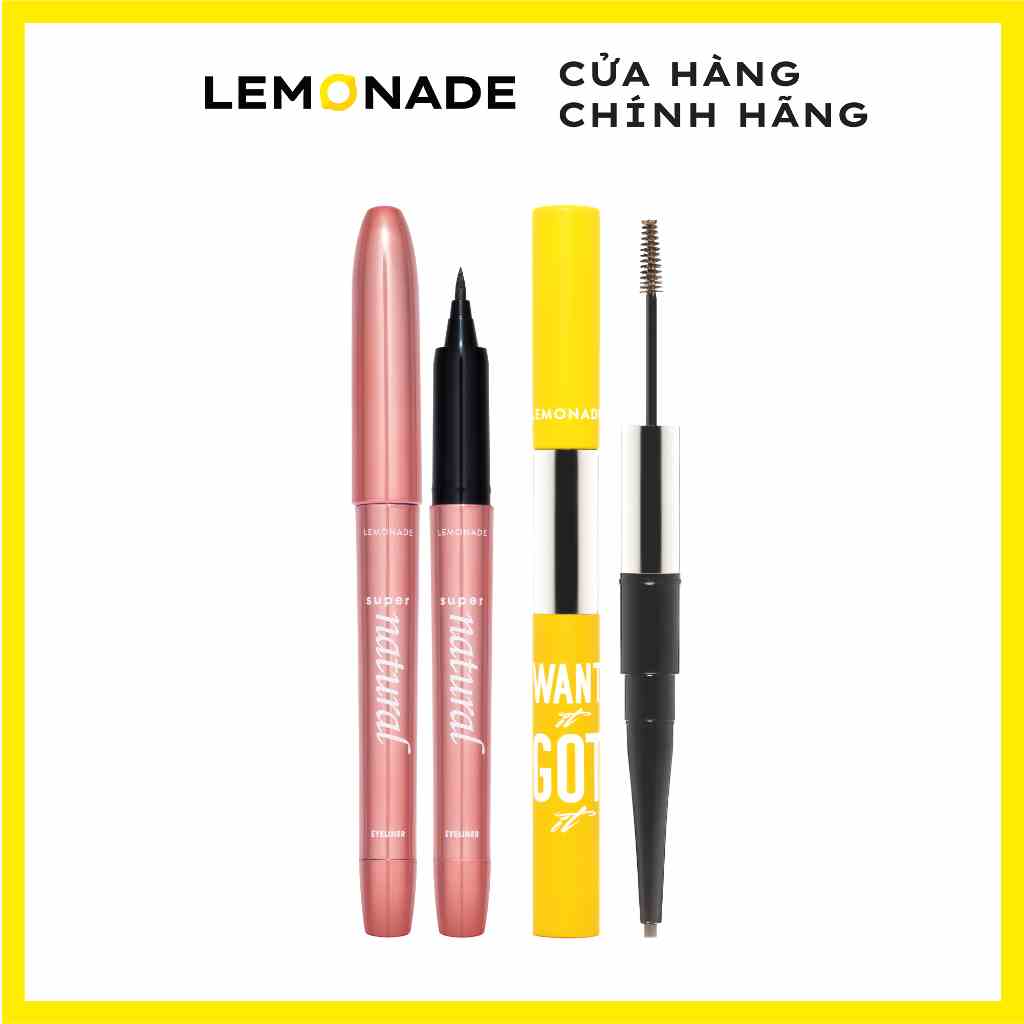 Combo Lemonade bút kẻ mắt SuperNatural 1g và chì kẻ mày 2 đầu Want It Got It 2.75g