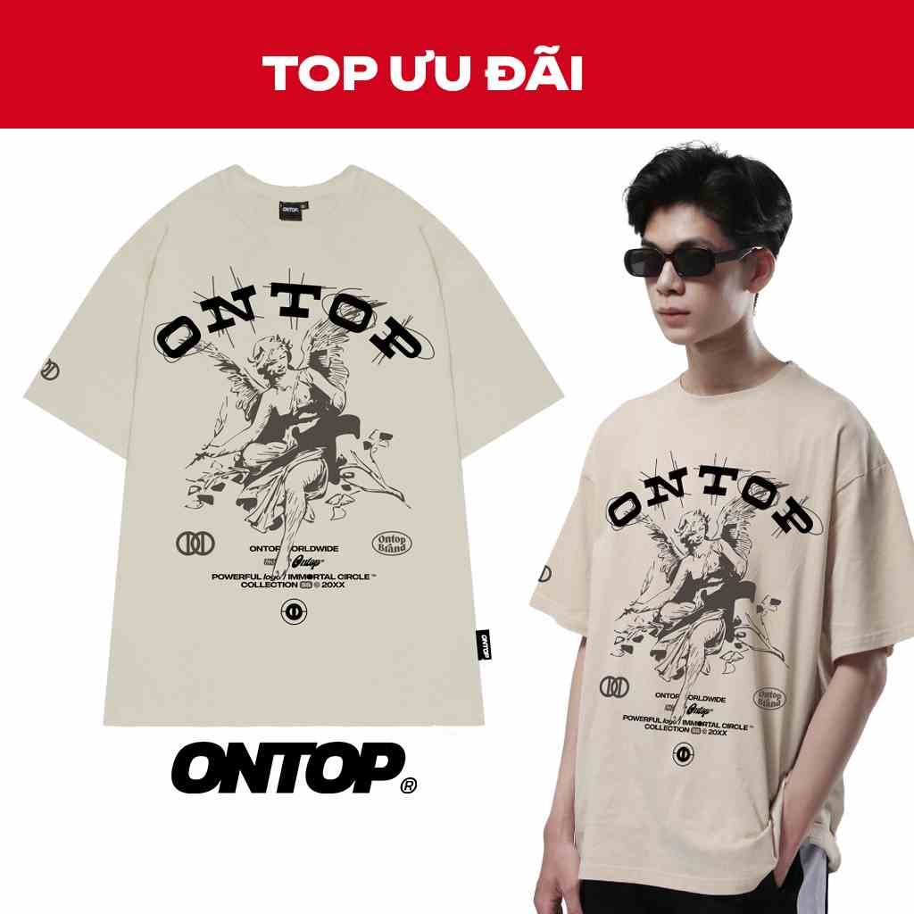 Áo thun local brand ONTOP tay lỡ form rộng nữ - Angel Tee O19-T3