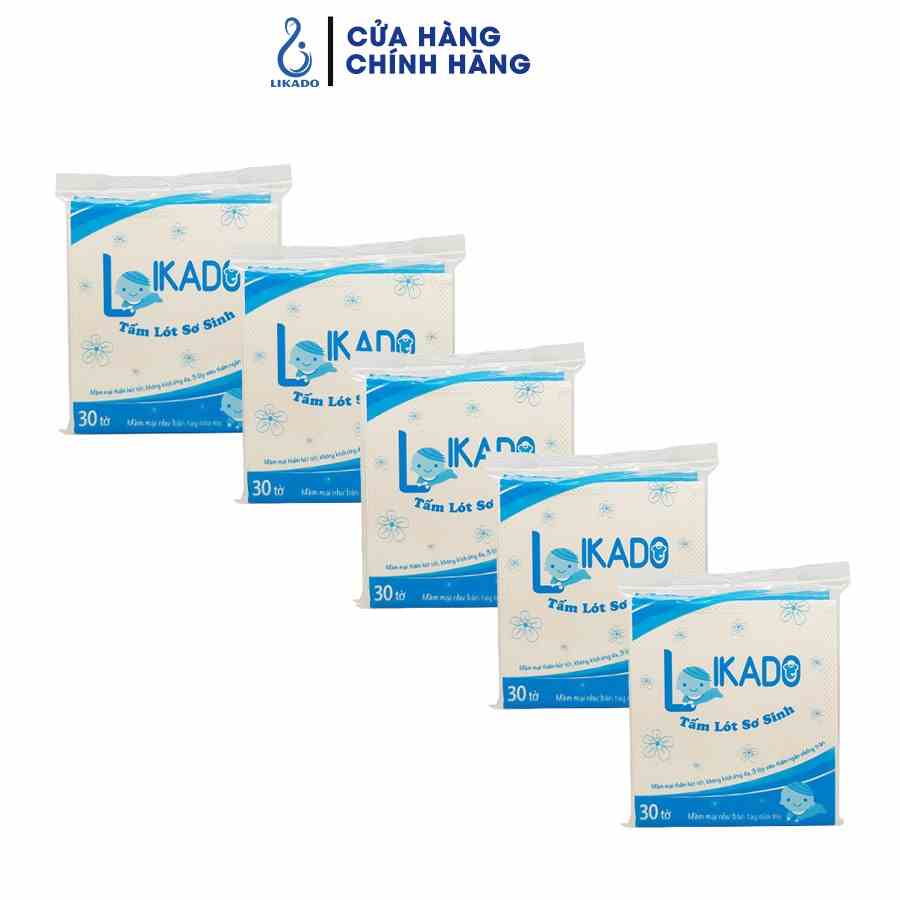 Miếng lót phân su cho bé likado kích thước 20x20cm (30 miếng/1 túi) (5 gói tặng 1)