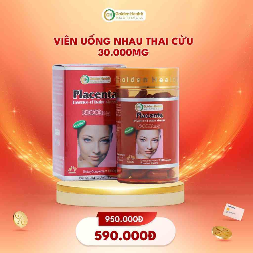 [Mã BMTTC60K giảm đến 60K đơn 50K] [GOLDEN HEALTH] Viên uống nhau thai cừu - Placenta Baby Sheep 30.000mg hộp 100 viên