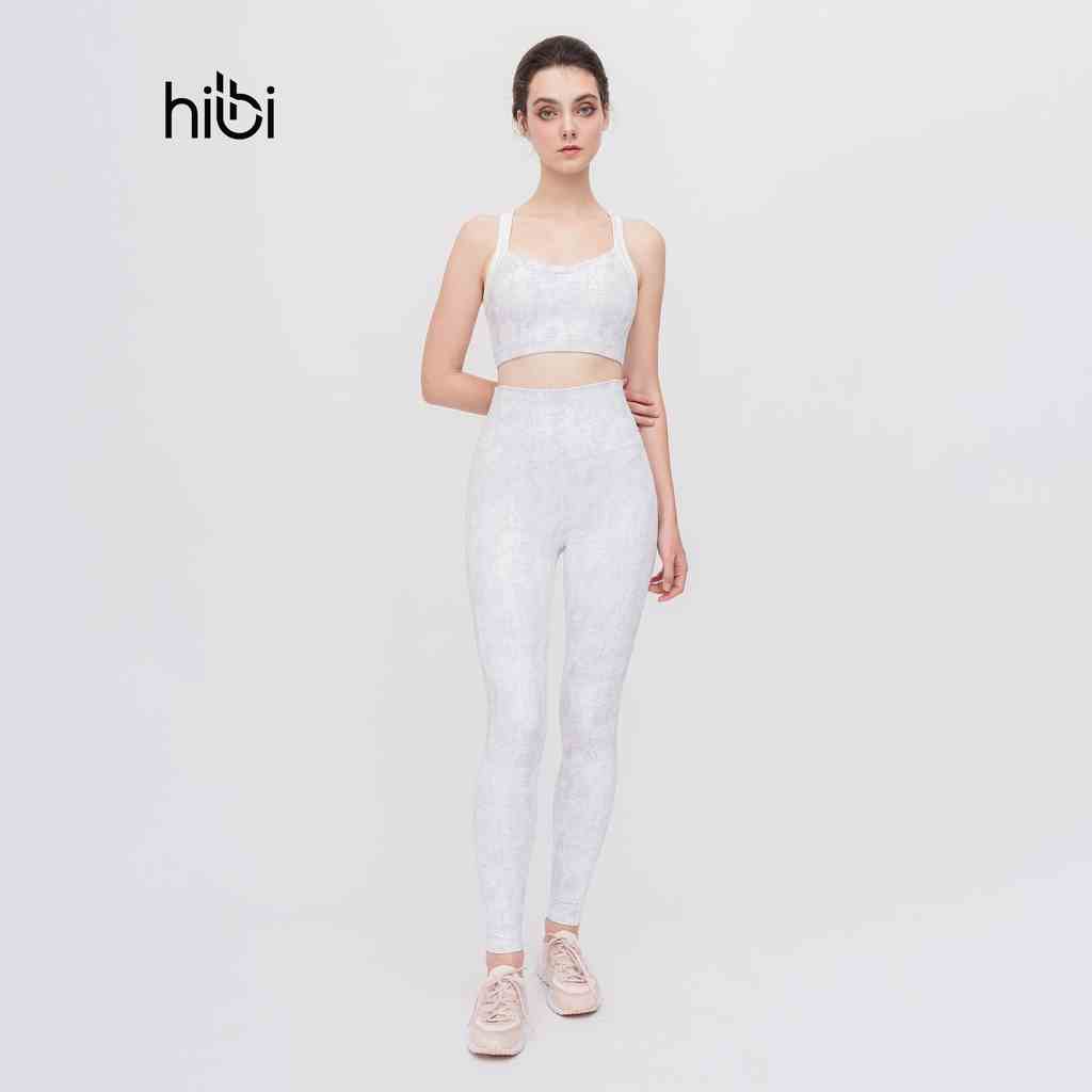 Set đồ tập yoga Hibi Sports H127, áo bra thể thao viền trắng, quần lưng cao, kèm mút ngực