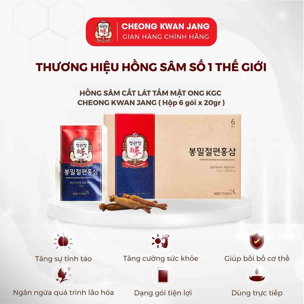 Hồng Sâm Cắt Lát Tẩm Mật Ong KGC Cheong Kwan Jang (6 gói, 12 gói)