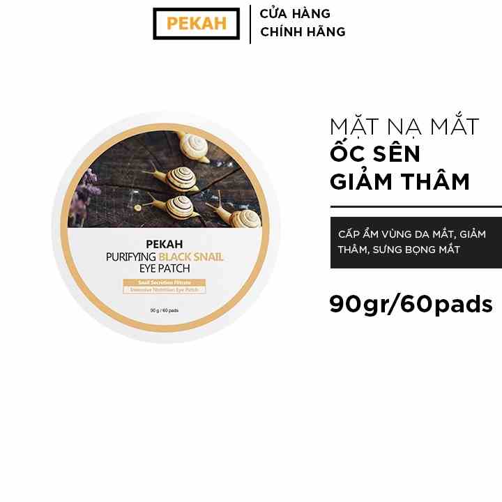 [Mã BMLT30 giảm đến 30K đơn 299K] Mặt Nạ Mắt Giảm Quầng Thâm PEKAH Purifying Black Snail Eye Patch 90g