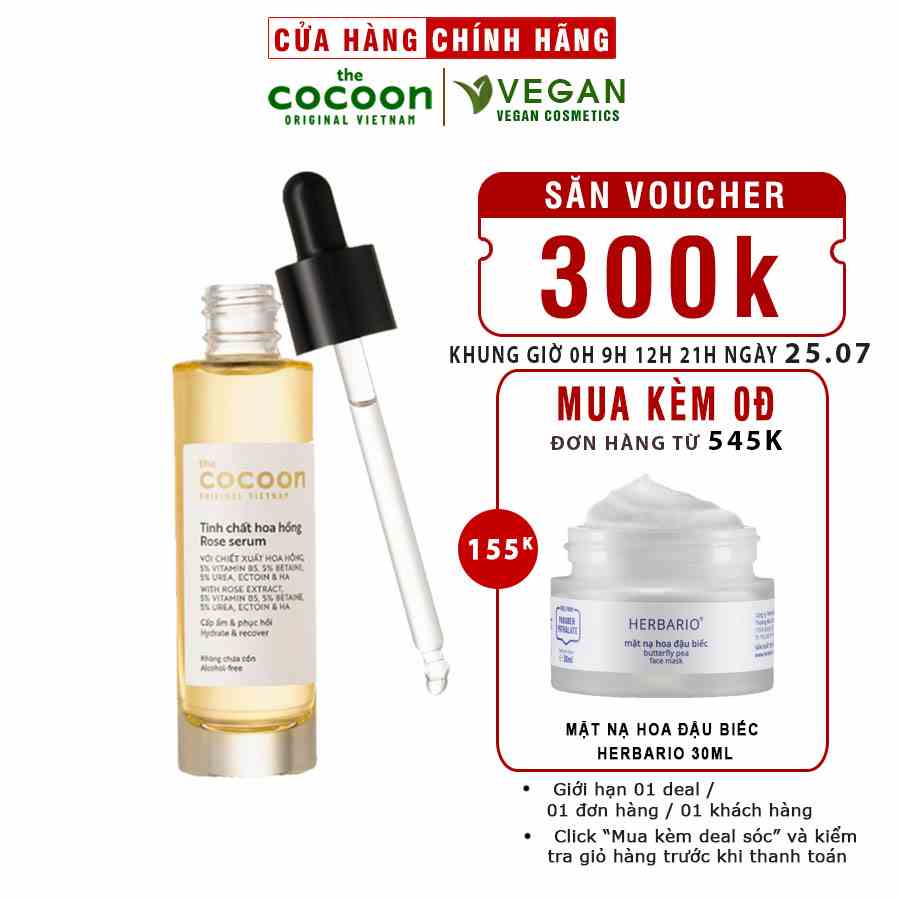 Tinh chất hoa hồng cocoon 30ml (rose serum) thuần chay