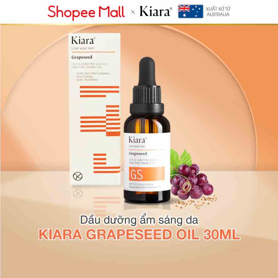 (Deal) Dầu dưỡng ẩm mờ thâm mụn sáng da Kiara Grapeseed Oil 30ml