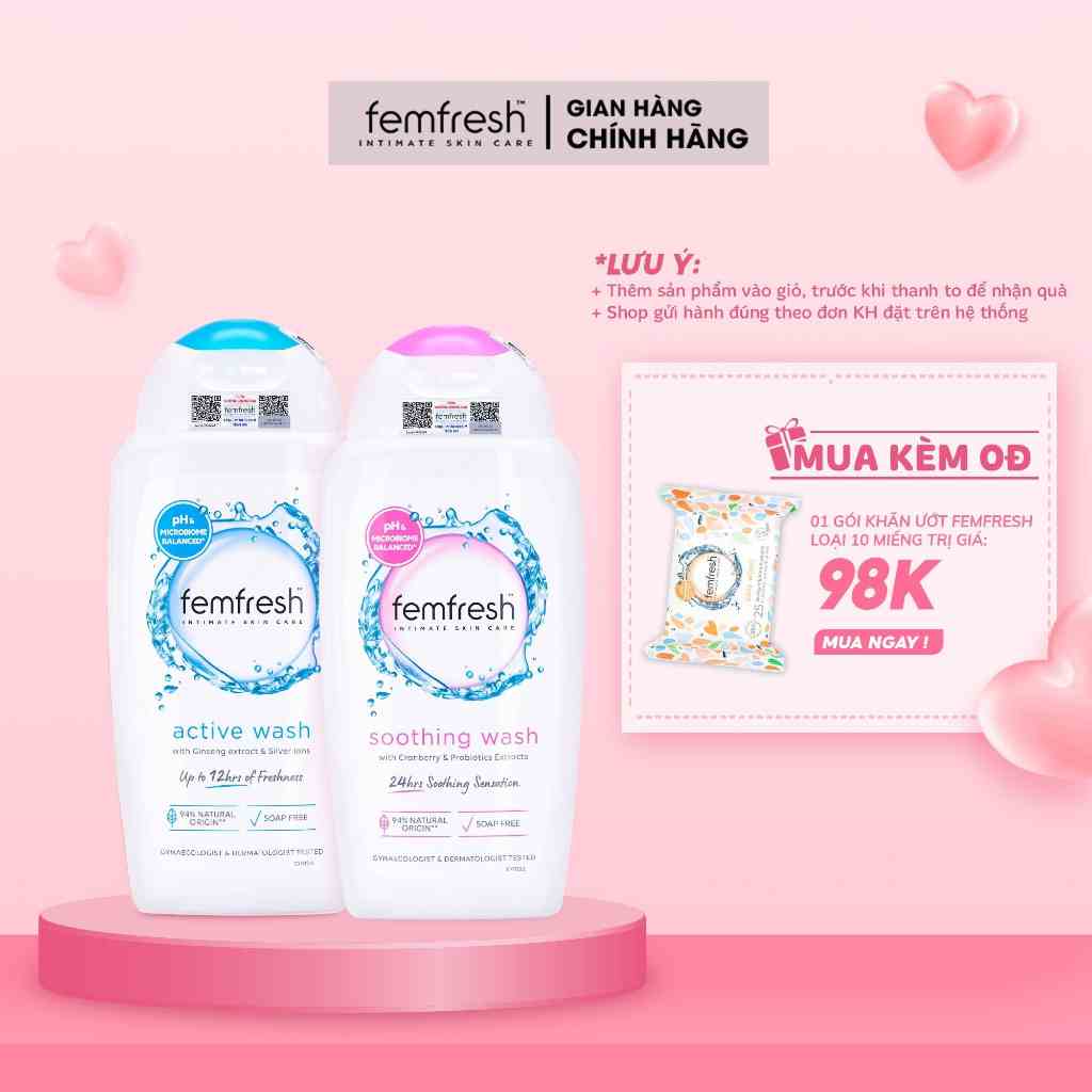 [COMBO DÀNH CHO NAM VÀ NỮ] Mua 2 Dung Dịch Vệ Sinh Chăm Sóc Vùng Kín Sạch Thơm Femfresh TẶNG Kèm Quà Tặng Siêu Xinh