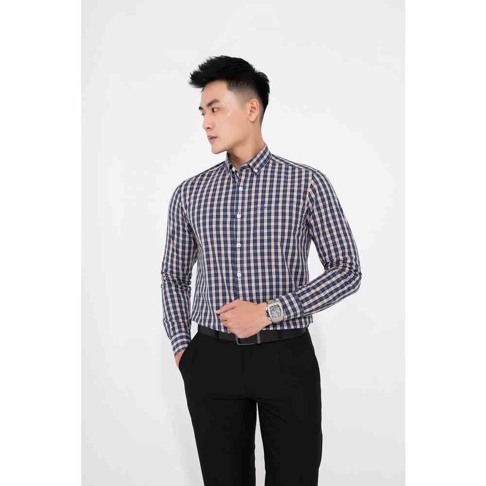 Áo sơ mi caro nam DARNELL dài tay slimfit vải cotton cao cấp ít nhăn mềm mịn thoáng mát DN0040