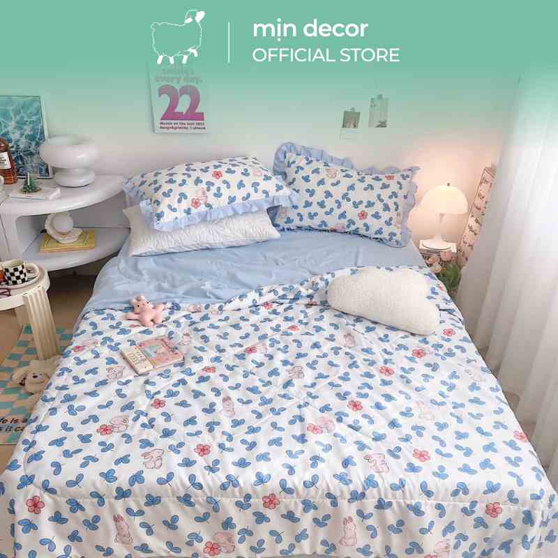 Chăn ga gối cotton đũi mềm mịn, bộ chăn ga gối 4 món MỊN DECOR nhiều mẫu mã đẹp