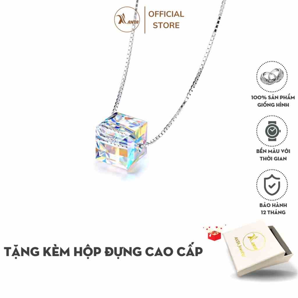 [Mã BMLTB35 giảm đến 35K đơn 99K] Dây chuyền bạc nữ ANTA Jewelry, thiết kế mặt vuông đính đá pha lê 7 màu - ATJ7066A