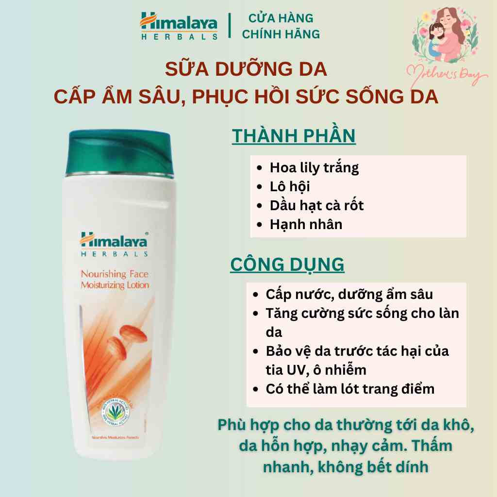 Kem dưỡng cấp ẩm và bảo vệ da Himalaya Nourishing Face Moisturizing Lotion 100ml