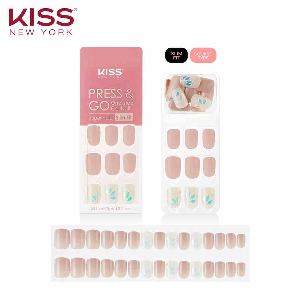 Bộ 30 Móng Tay Gel Tự Dán Press & Go Kiss New York Nail Box - Yacht Glitter (KPNS12K)