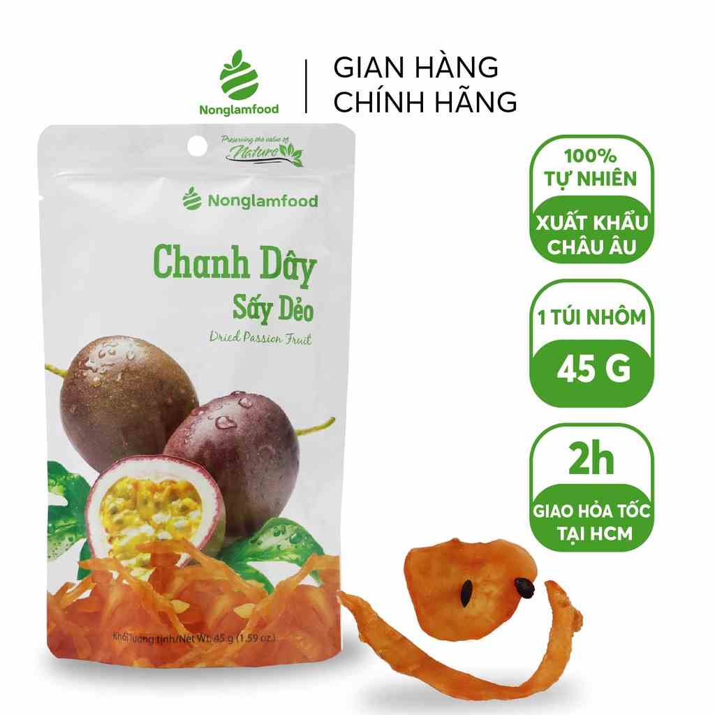 Chanh dây sấy dẻo Nonglamfood túi 45g | Ăn vặt hỗ trợ giảm cân | Ăn vặt tốt cho sức khỏe | Healthy Snack