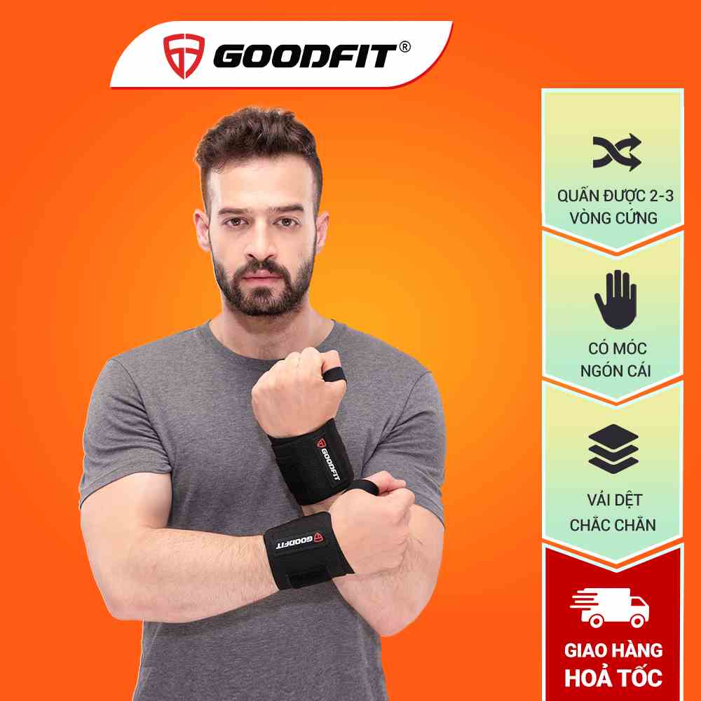 Băng quấn cổ tay tập gym, boxing bảo vệ cổ tay, trợ lực khớp GoodFit GF301W