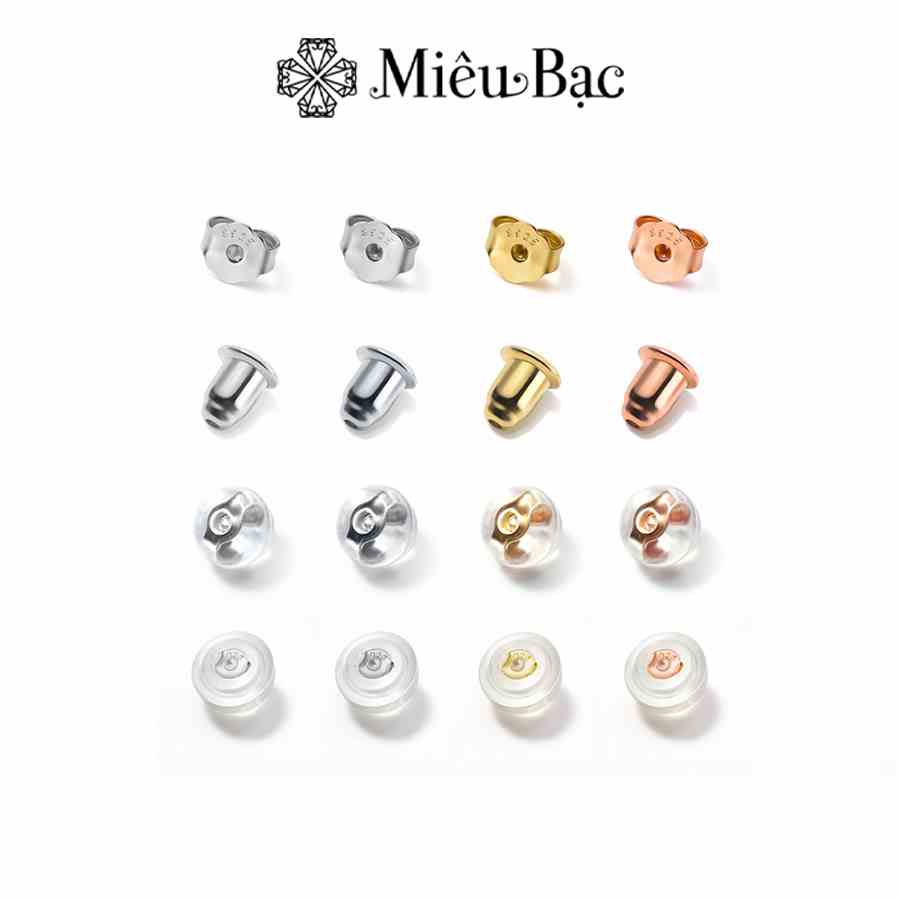 Chốt khuyên tai bạc MIÊU BẠC chính hãng phụ kiện thời trang Ulzzang Unisex C500163 MK01