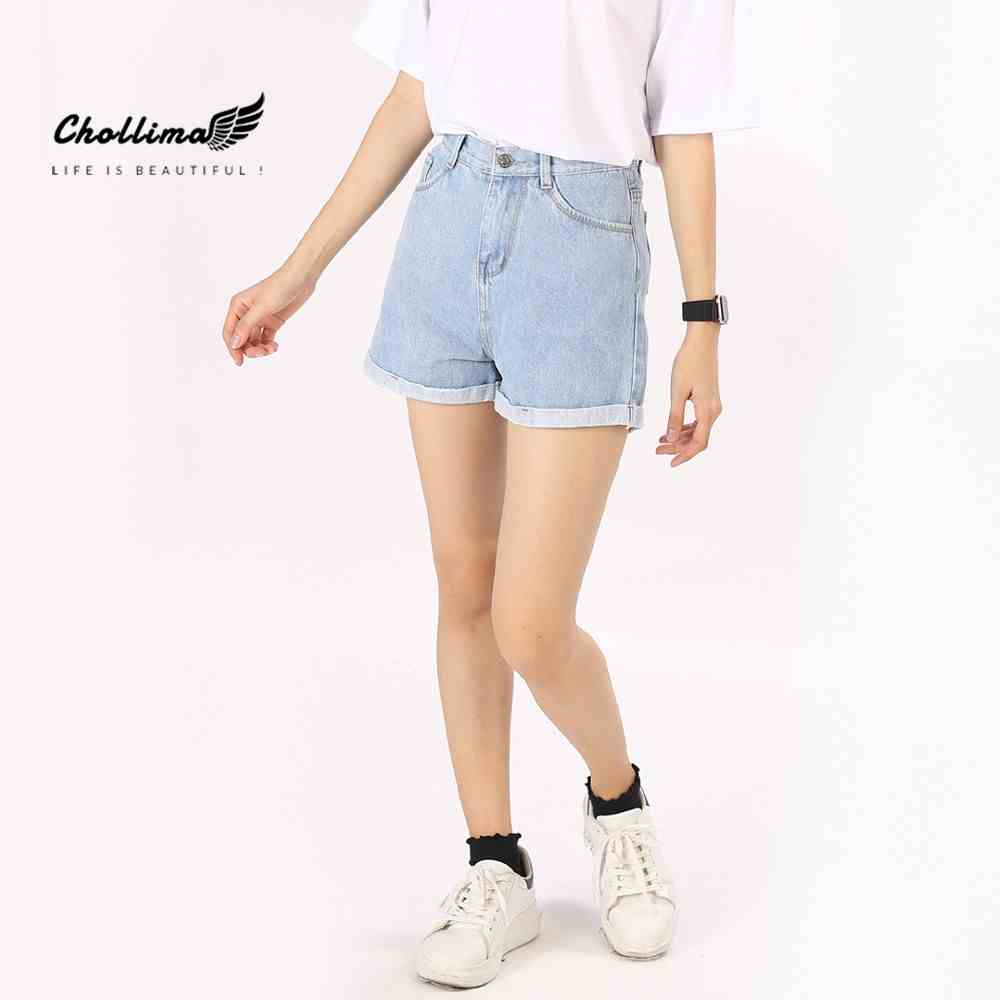 Quần shorts jean nữ Chollima lật lai trơn nhiều màu phong cách hàn quốc QS001